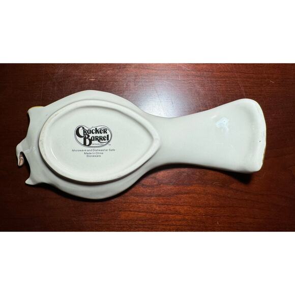 Cracker Barrel Owl Spoon Rest Stoneware Microwave & Dishwashter Safe Approx 9" L - Picture 4 of 6